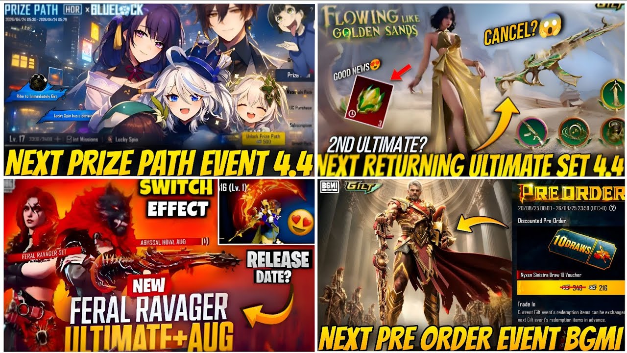 🔴NEXT PRE ORDER IN BGMI😍| NEXT PRIZE PATH IN BGMI 4.4🔥| NEXT ULTIMATE SET BGMI 4.4😱|ABYYSAL HOWL AUG