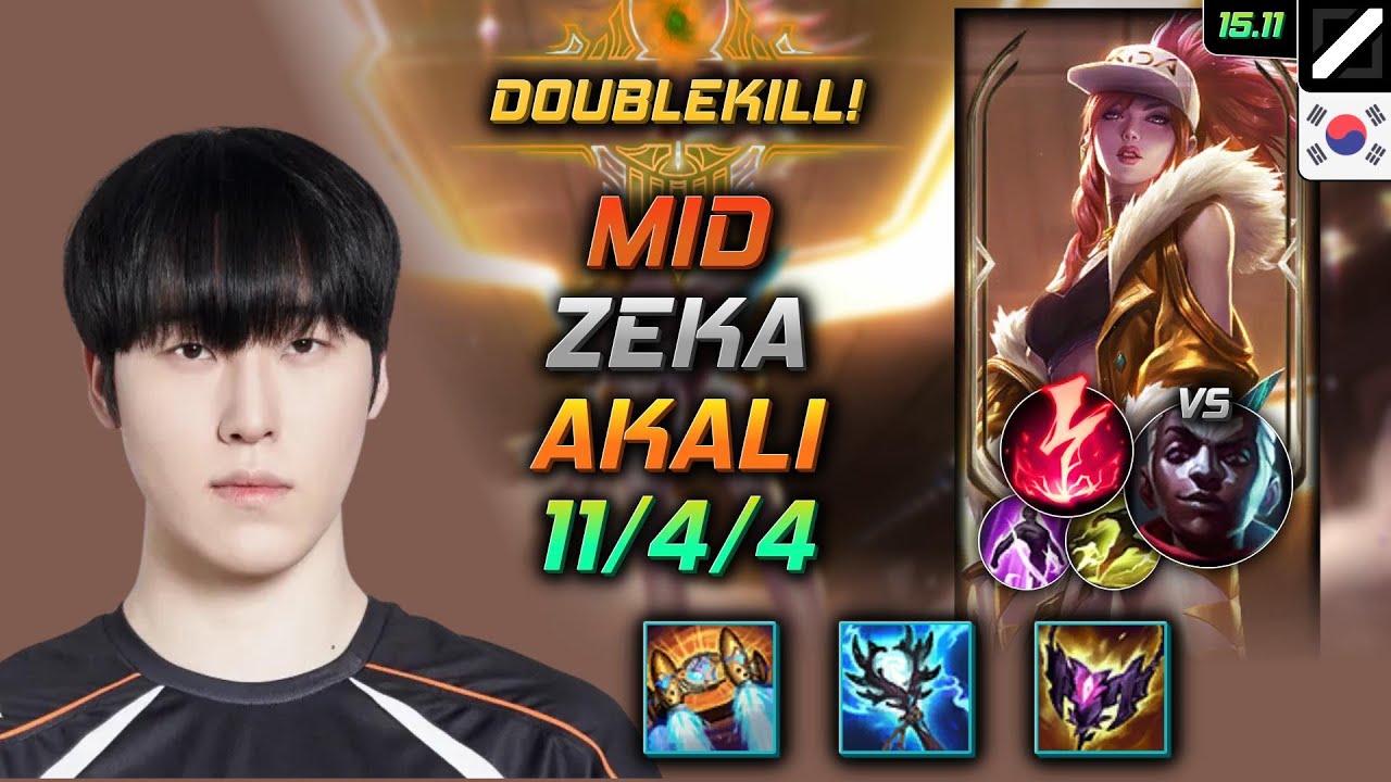 Akali Mid Build Zeka Hextech Rocketbelt Electrocute - LOL KR Challenger Patch 15.11