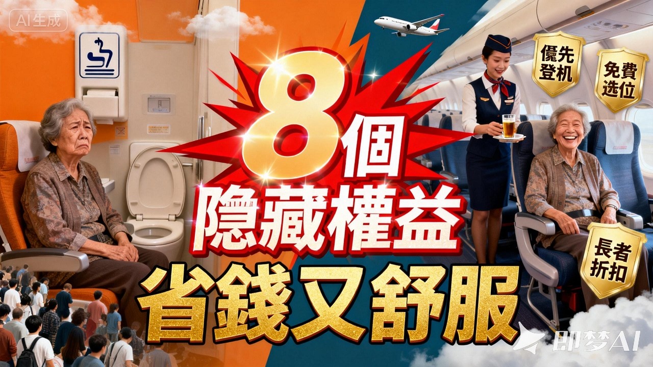 別再花冤枉錢！長輩坐飛機的隱藏福利，航空公司巴不得你永遠不知道    #60 歲以上搭飛機#飛機隱藏權益#長輩出行攻略#飛行乾貨#航空公司福利