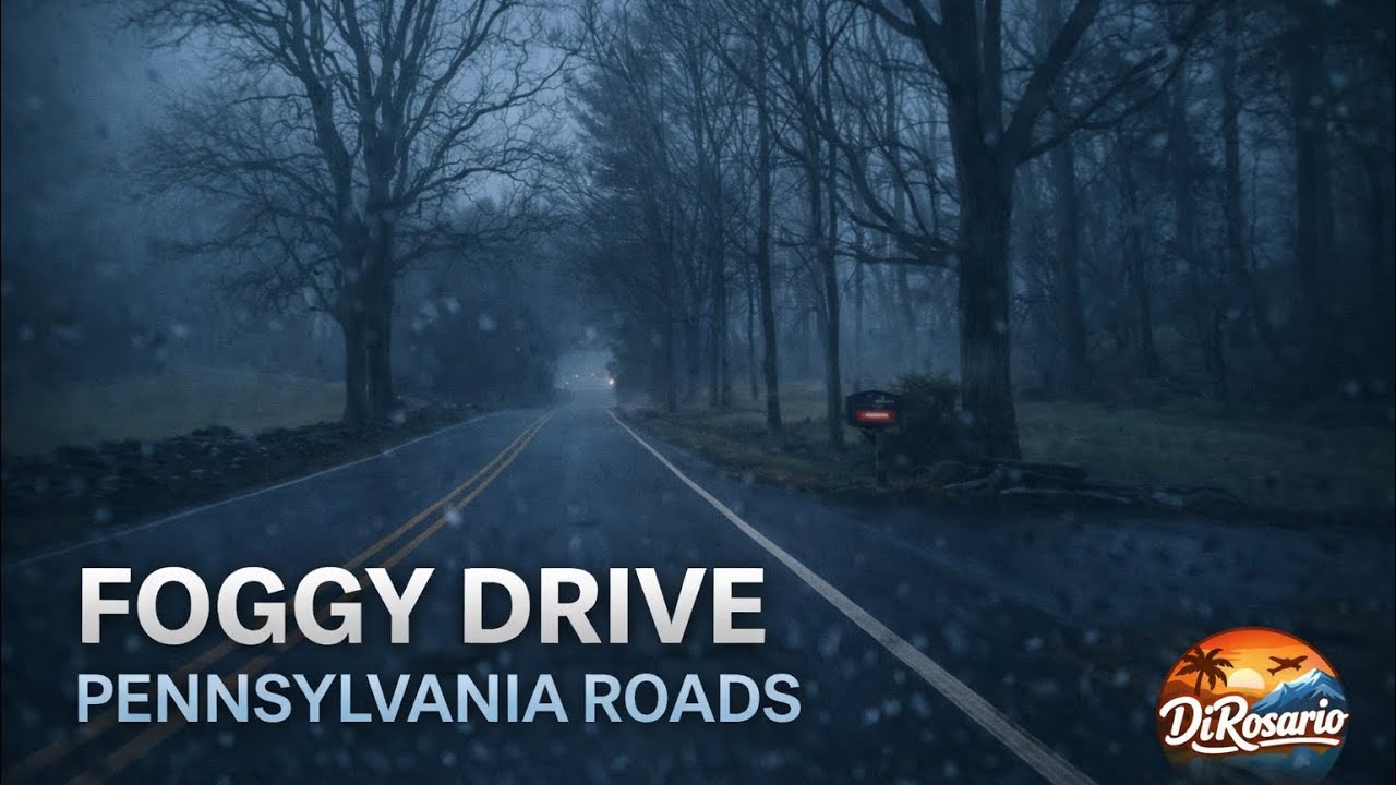 Creepy Foggy Drive with Light Rain | Small Town Pennsylvania