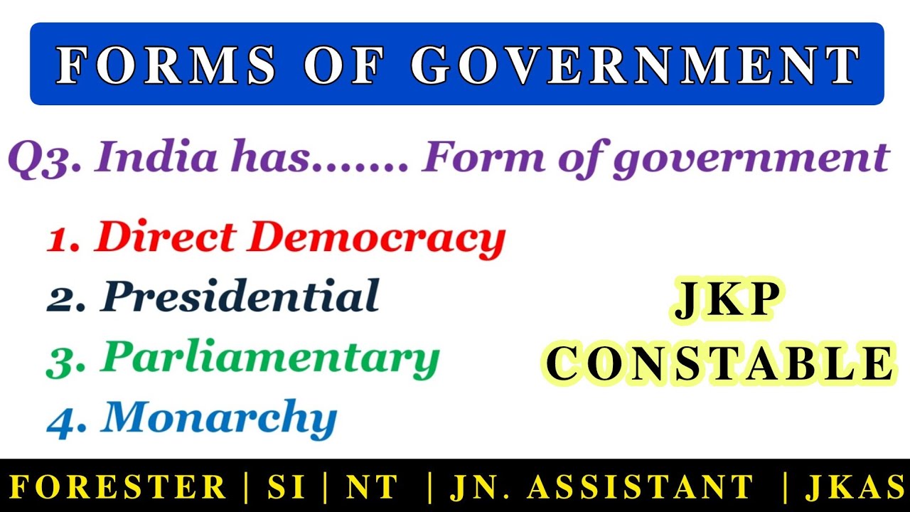 Forms of Government  || JKP Constable amd other Competitive Exams || @TheAspirants
