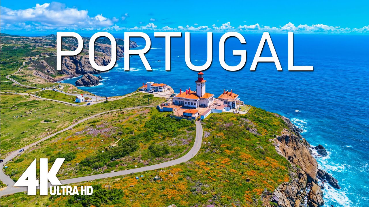 FLYING OVER PORTUGAL (4K UHD) Beautiful Nature Scenery with Relaxing Music | 4K VIDEO Ultra HD