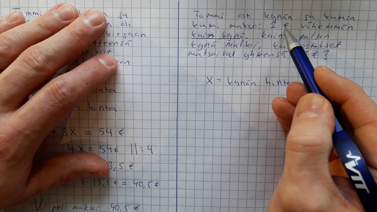 Sanallisen yhtälön ratkaiseminen