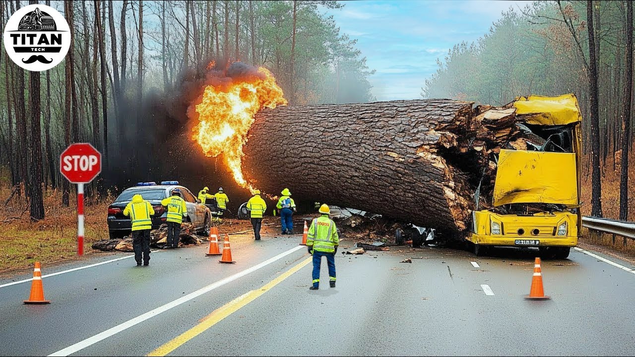Extreme Dangerous Big Logging Wood Truck Driving Skill | Fastest Chainsaw Cutting Tree Machines #2
