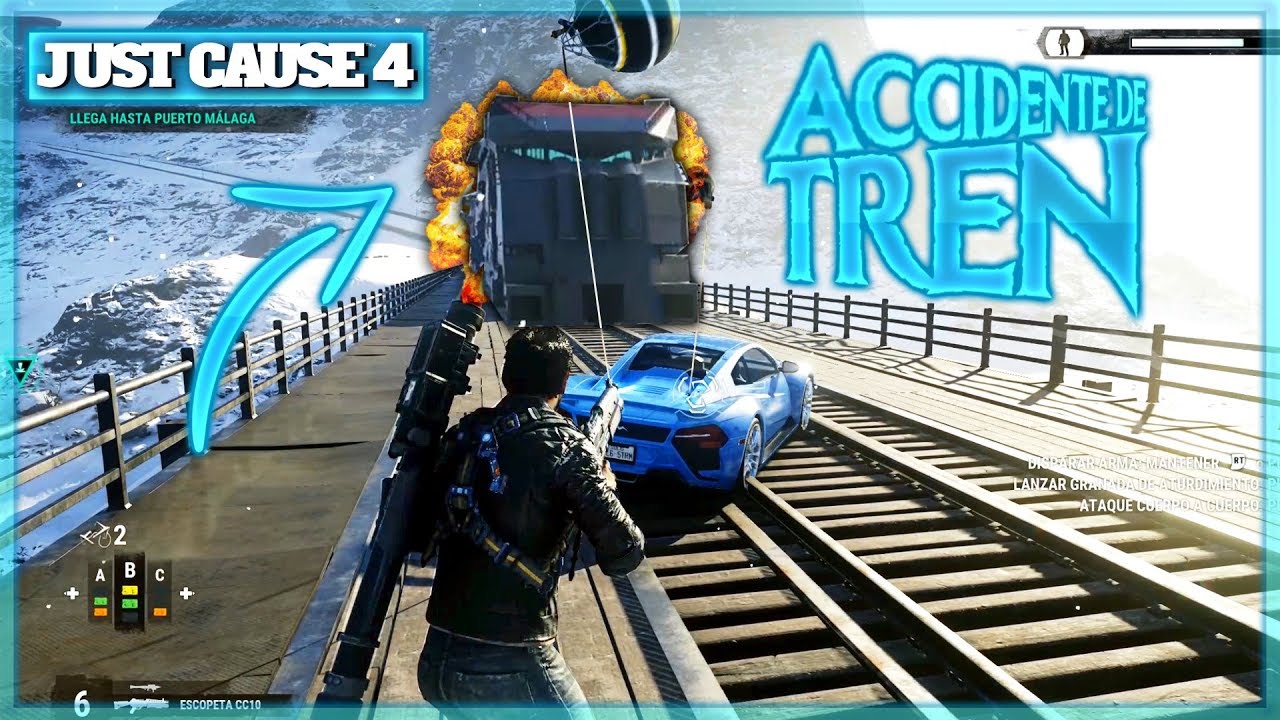 💥 ACCIDENTE DE TREN 💥 Y COCHE EN TORNADO - JUST CAUSE 4
