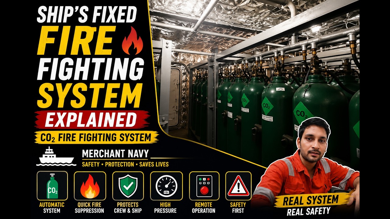 Ship’s Fixed Fire Fighting System Explained | CO₂ Fire Fighting System | Merchant Navy