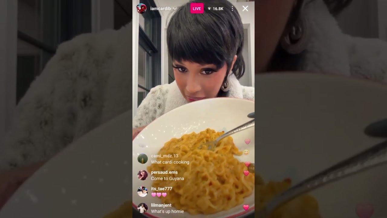 Cardi B cooking a midnight snack after New York fashion week with her daughter Kulture 