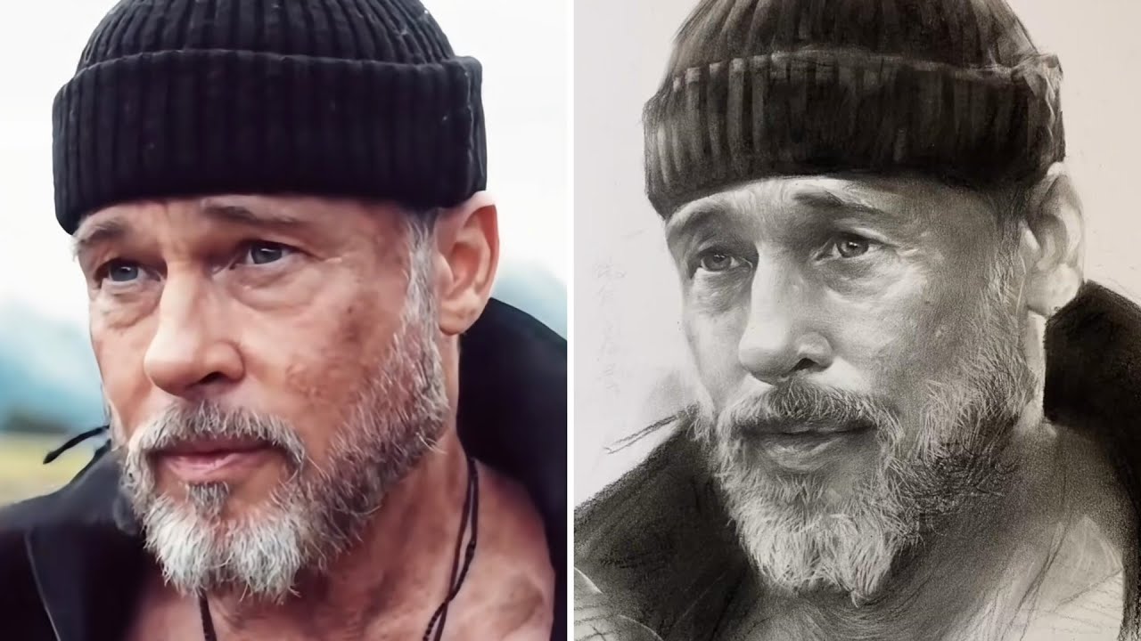 Drawing Brad Pitt Wearing Hat Step by Step ∥ Sketch Drawing