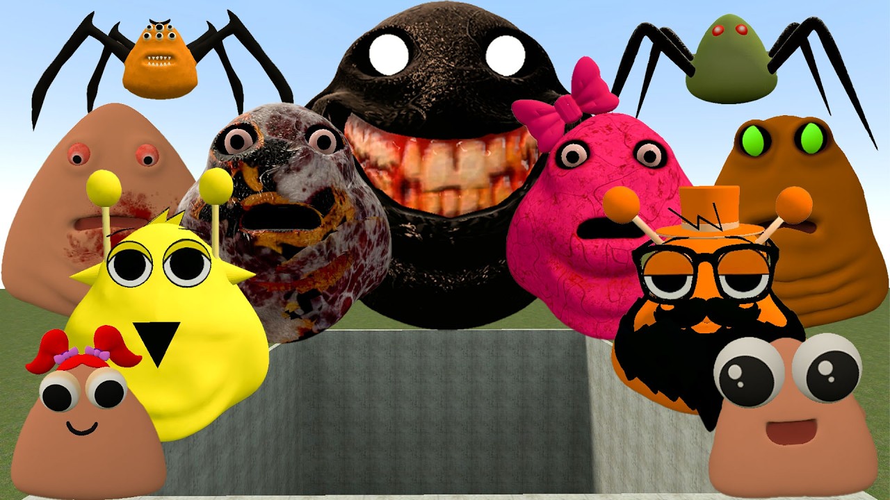 😱SPARTAN KICKING POU BOU FAMILY FROM BOU'S REVENGE Of POU and SPRUNKI POU in LAVA HOLE Garry's Mod!