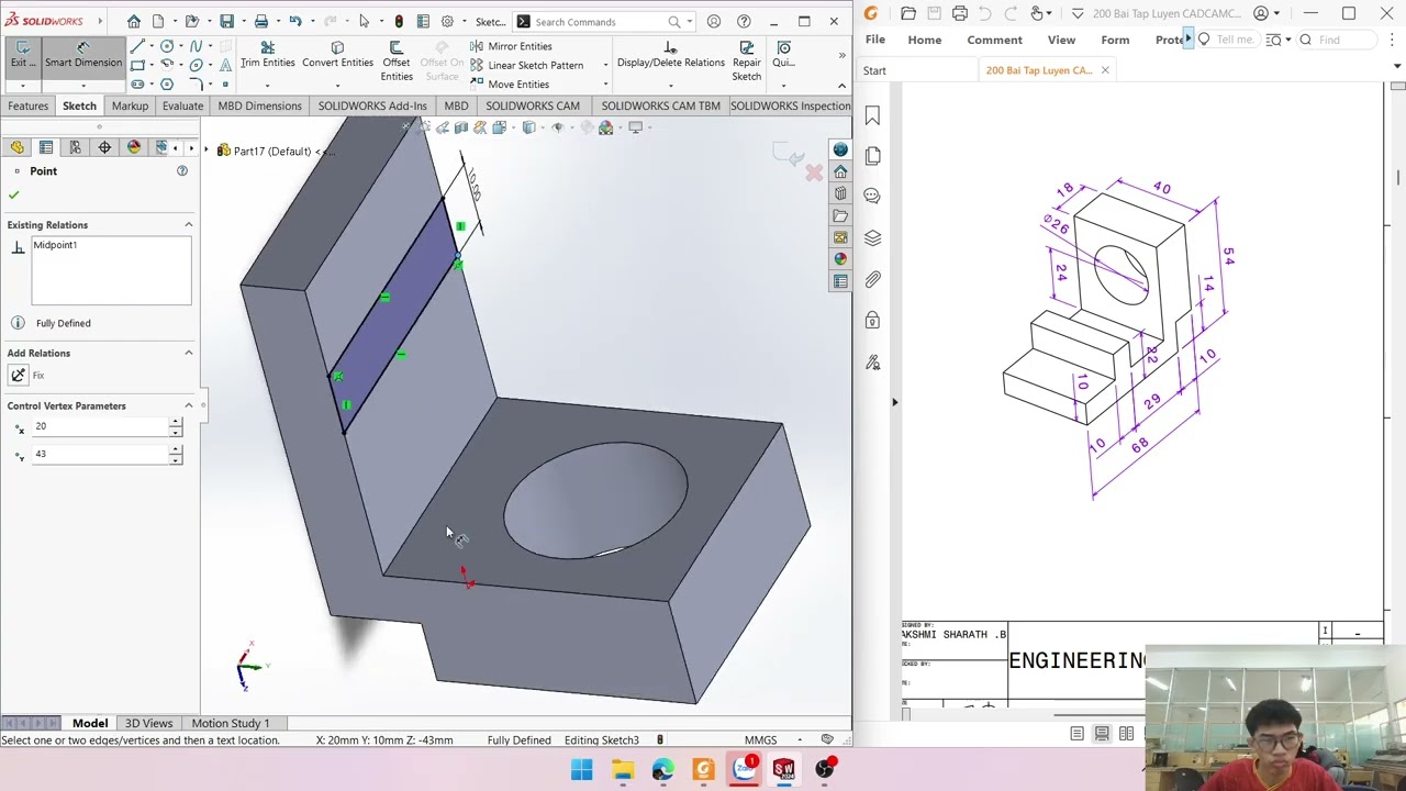 Thực hành SolidWorks bộ 200 bài - Bài 17
