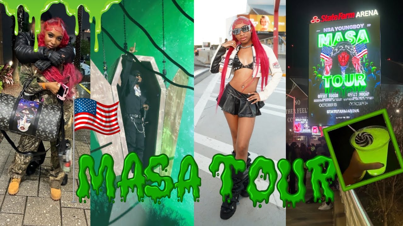 Come with me to 2 NBA Youngboy concerts💚✈️|MASA TOUR Jax + ATL, backstage, outfits, road trip,& more