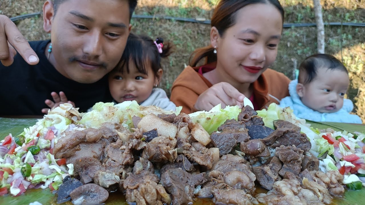 Pork innards curry || cabbage Singju // with our family after long time / mukbang 