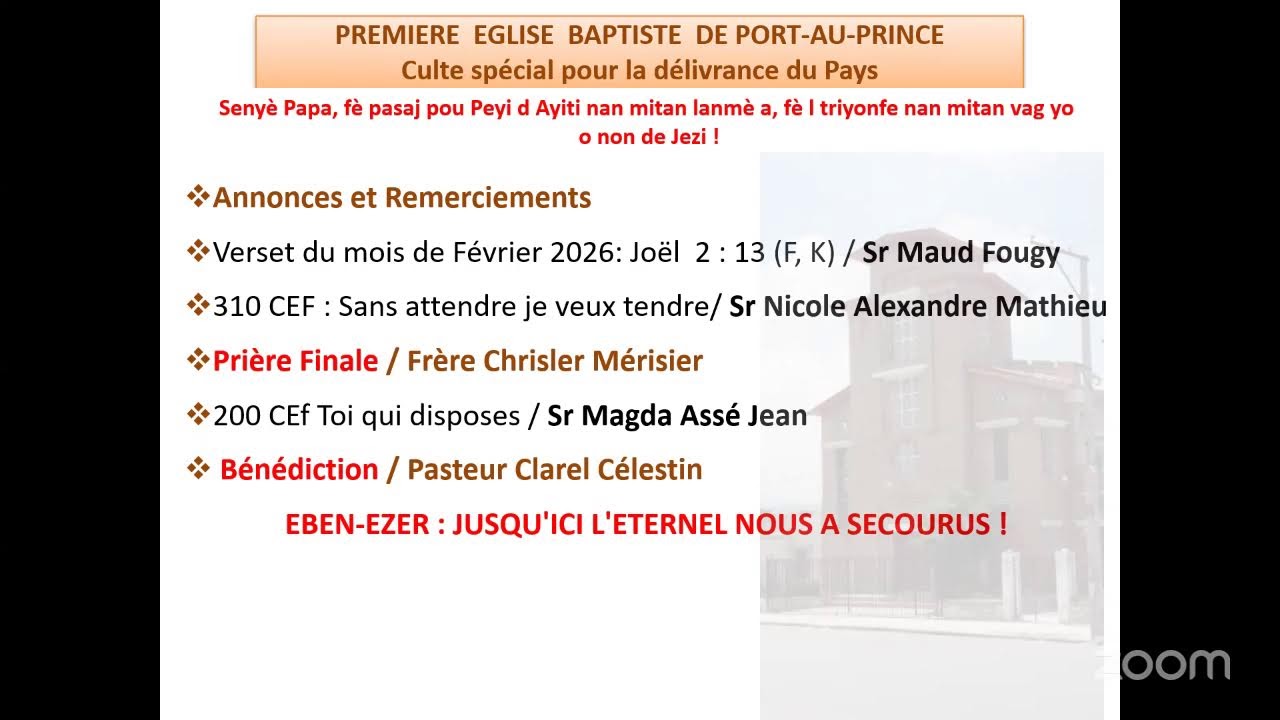 Cult Special pour la Deloivrance d'Haiti, 08 février 2026