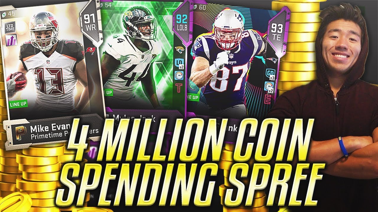 4 MILLION COIN SPENDING SPREE! GRONK, MIKE EVANS, & MORE! Madden 19 Ultimate Team