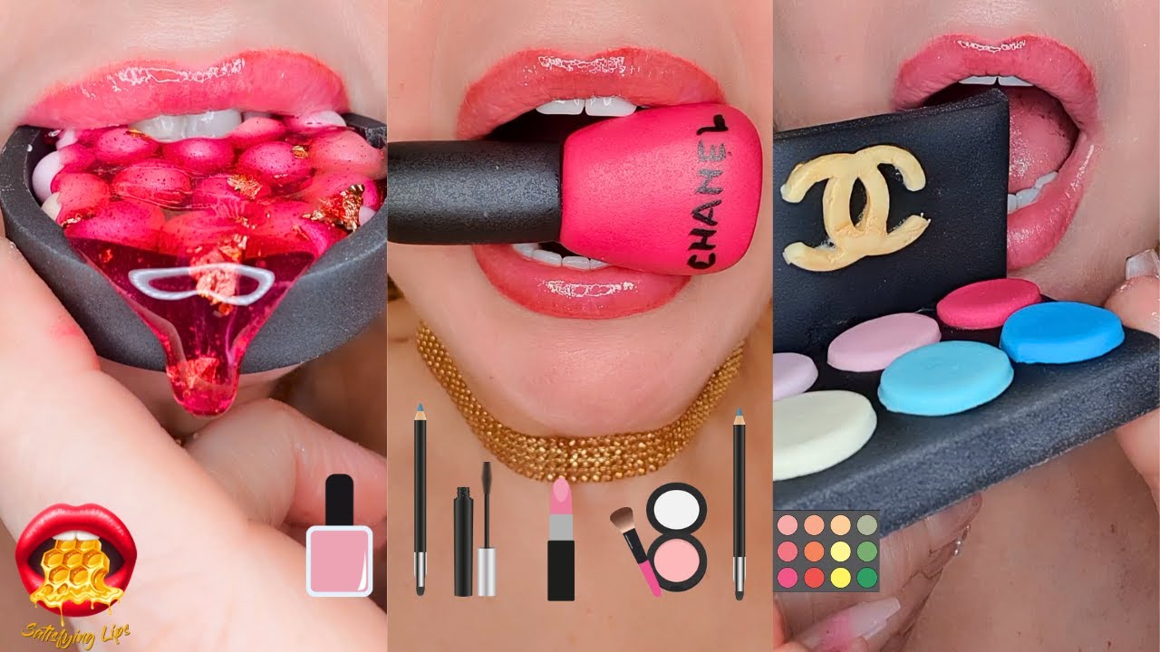 ASMR Mouth Sounds Eating CHANEL FONDANT Makeup 먹방