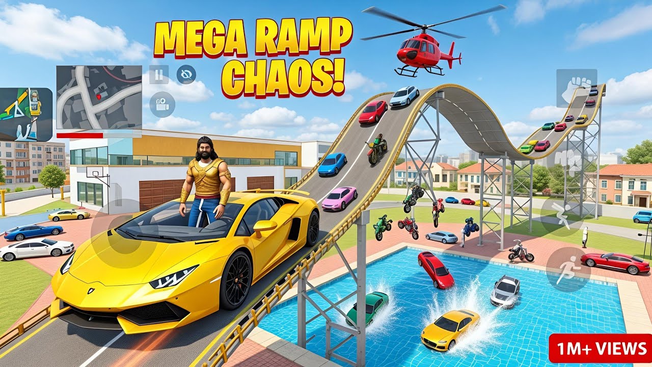 Bahubali Lamborghini Mega Ramp Escape 🚁 Epic Helicopter Chase Gameplay