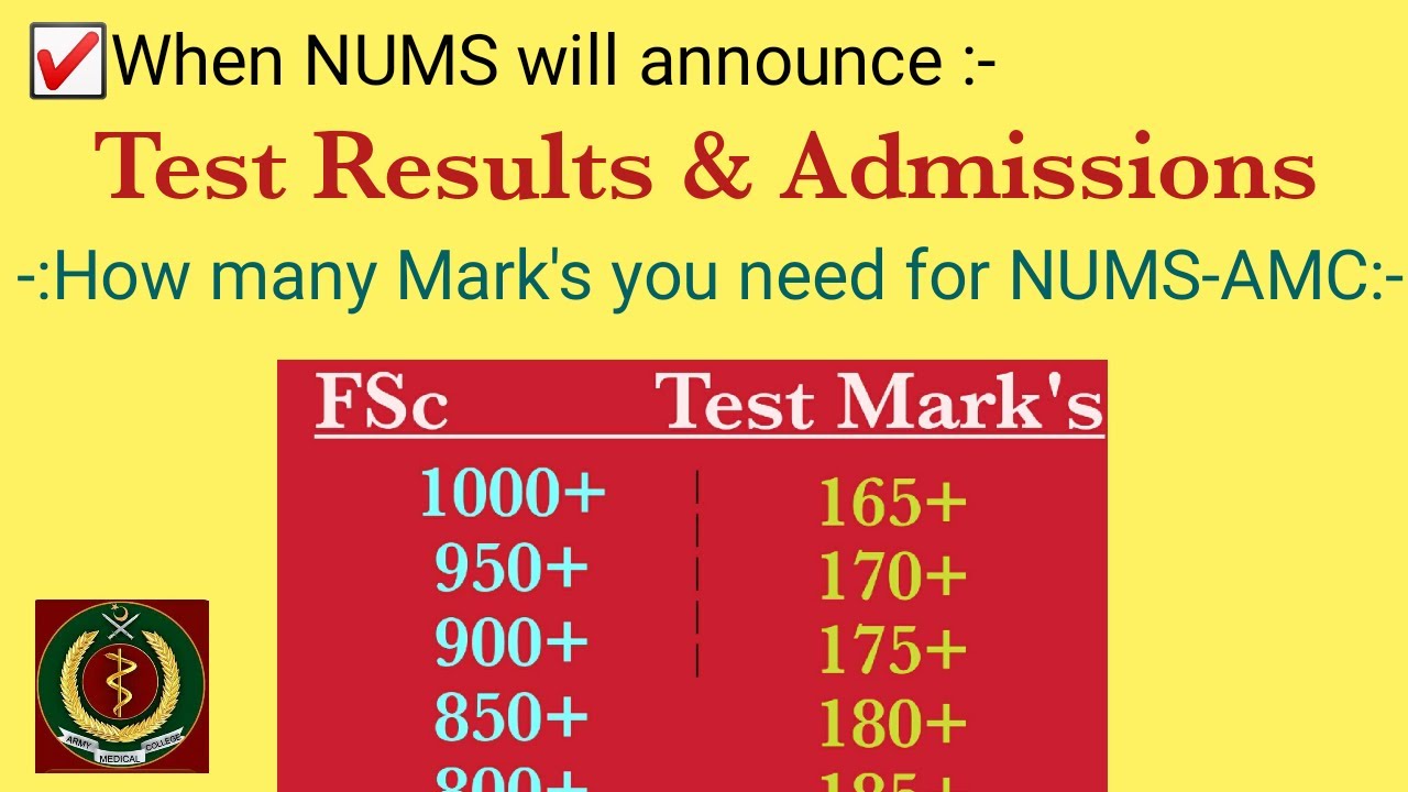 How Many Mark's you need for Admissions | NUMS Admission MBBS-BDS | How to Join Army Medical College