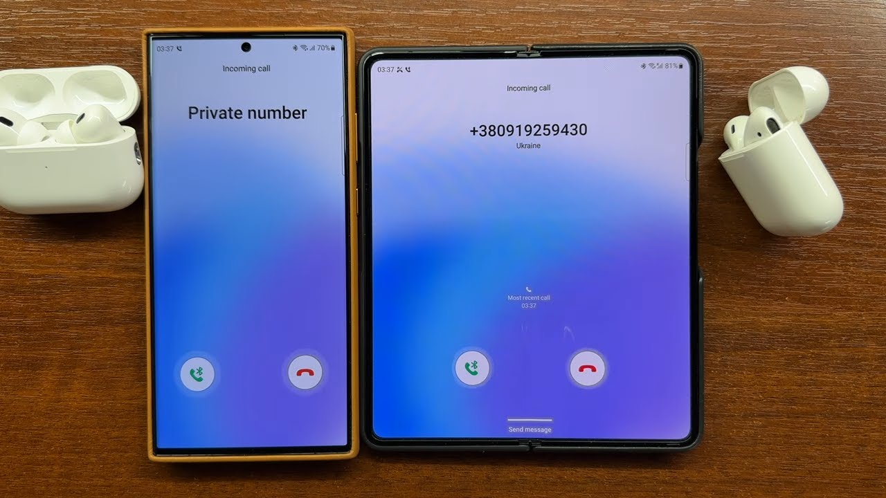 SAMSUNG S23 Ultra vs Z Fold 4 Answer Automatically Incoming Calls with + AirPods  2 & AirPods Pro 2
