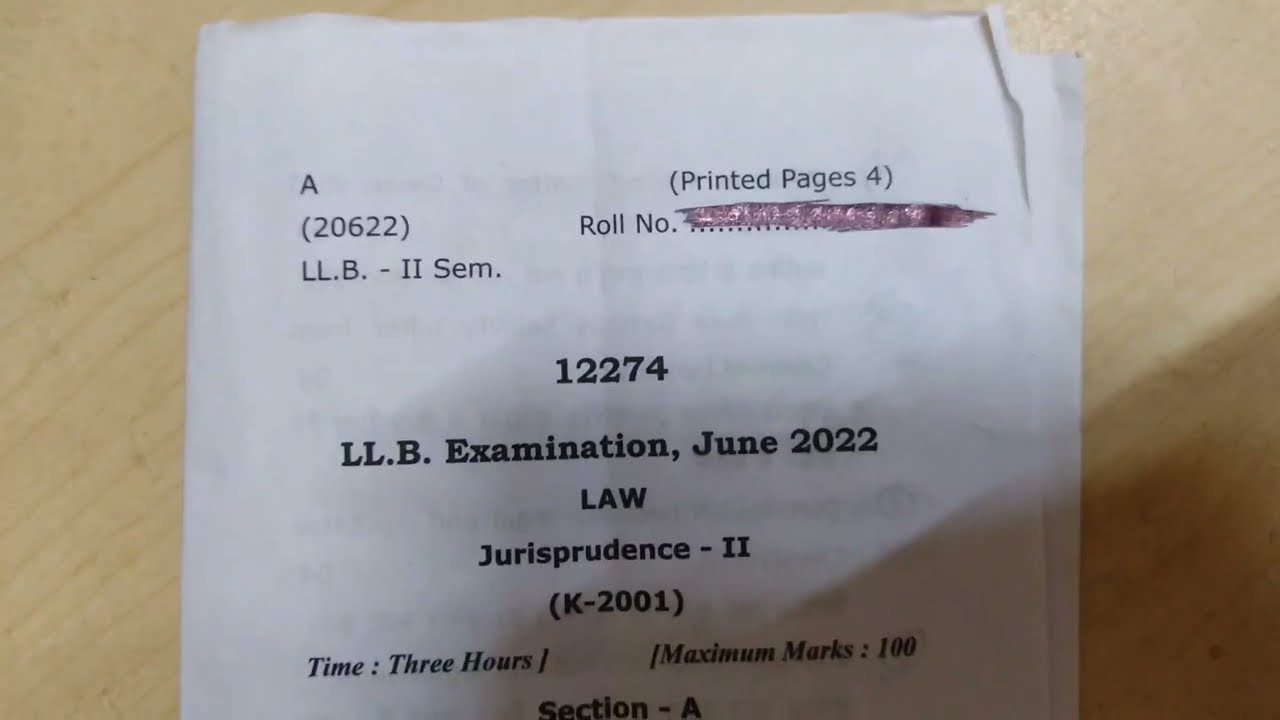 Jurisprudence 2 || LL.B 2nd Semester Questions paper (K- 2001) 2022 || ccsustudyhub