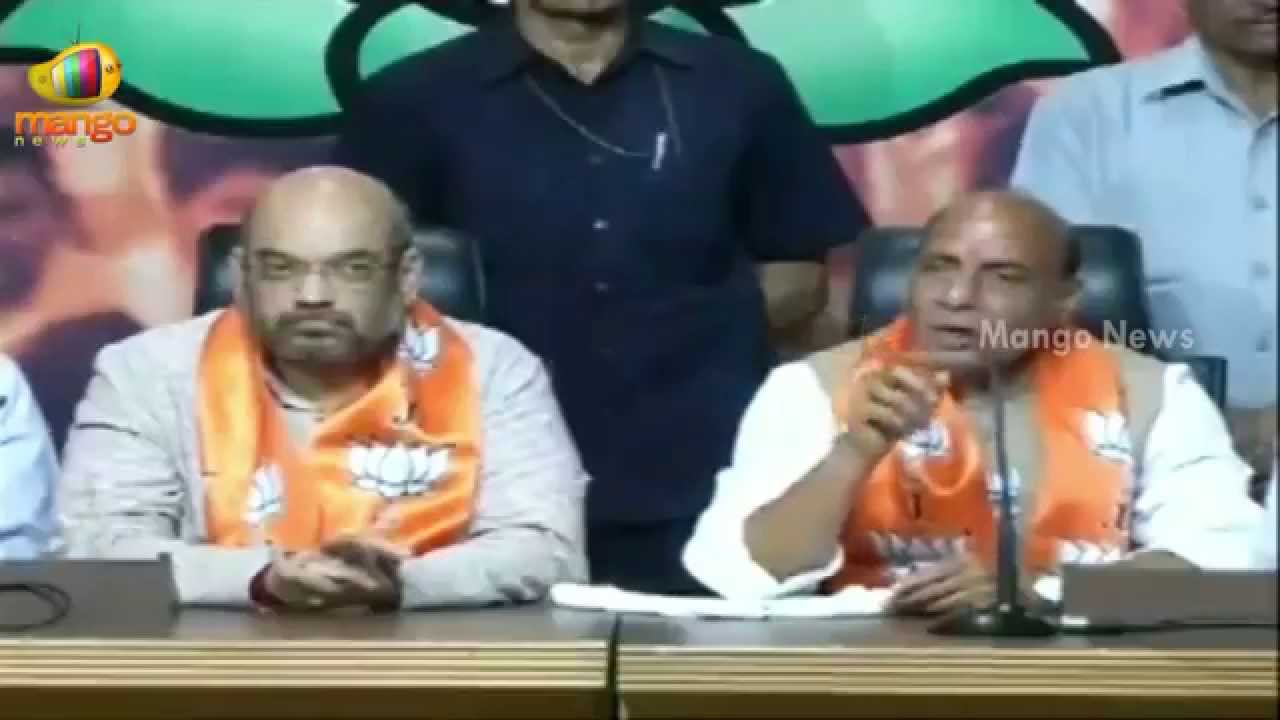 BJP president Rajnath Singh press meet after winning - Indian Election results 2014