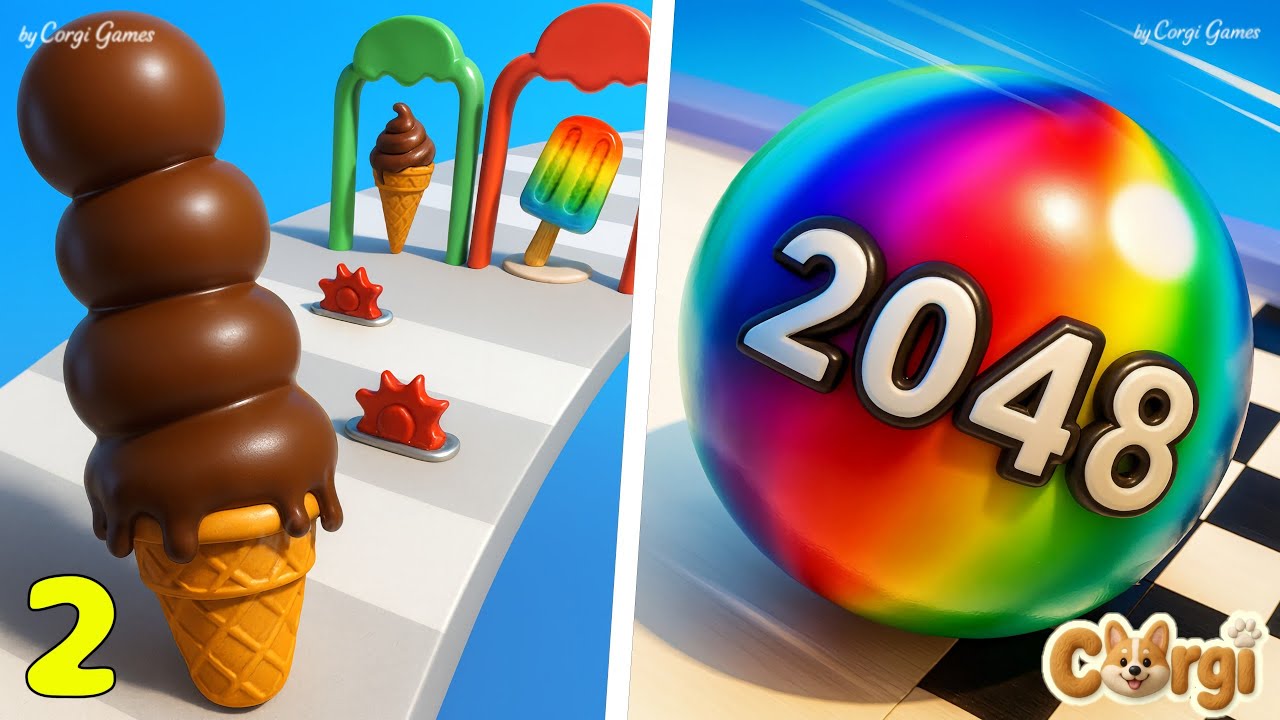Stacky Ice Cream Runner VS Ball Run 2048 - Max Levels SpeedRun Gameplay 