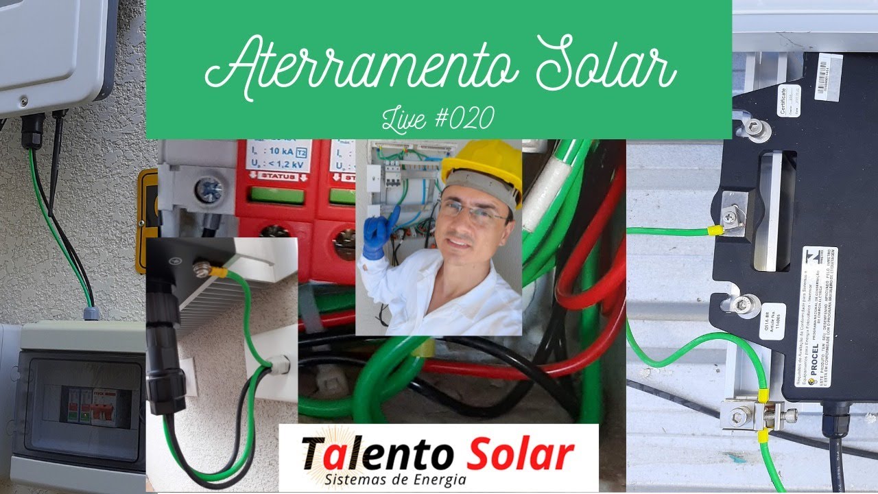 Aterramento residencial de sistema solar fotovoltaico na prática - Live 020