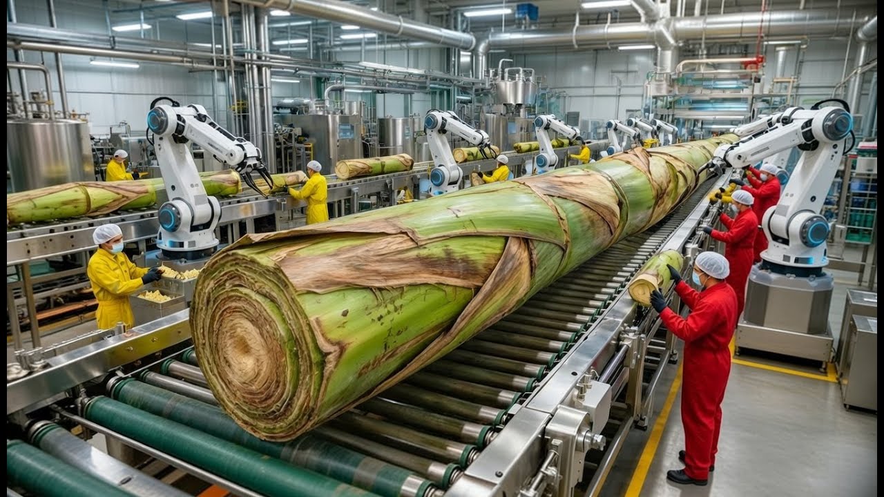 Unveiling the Future: Inside a Modern Banana Stem Processing Plant (Entire Process)