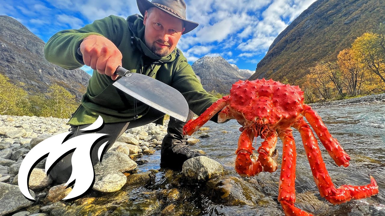 Wie du eine RIESIGE Krabbe in der Wildnis mit schwarzem Tempura frittierst - ASMR 🔥🔥🔥