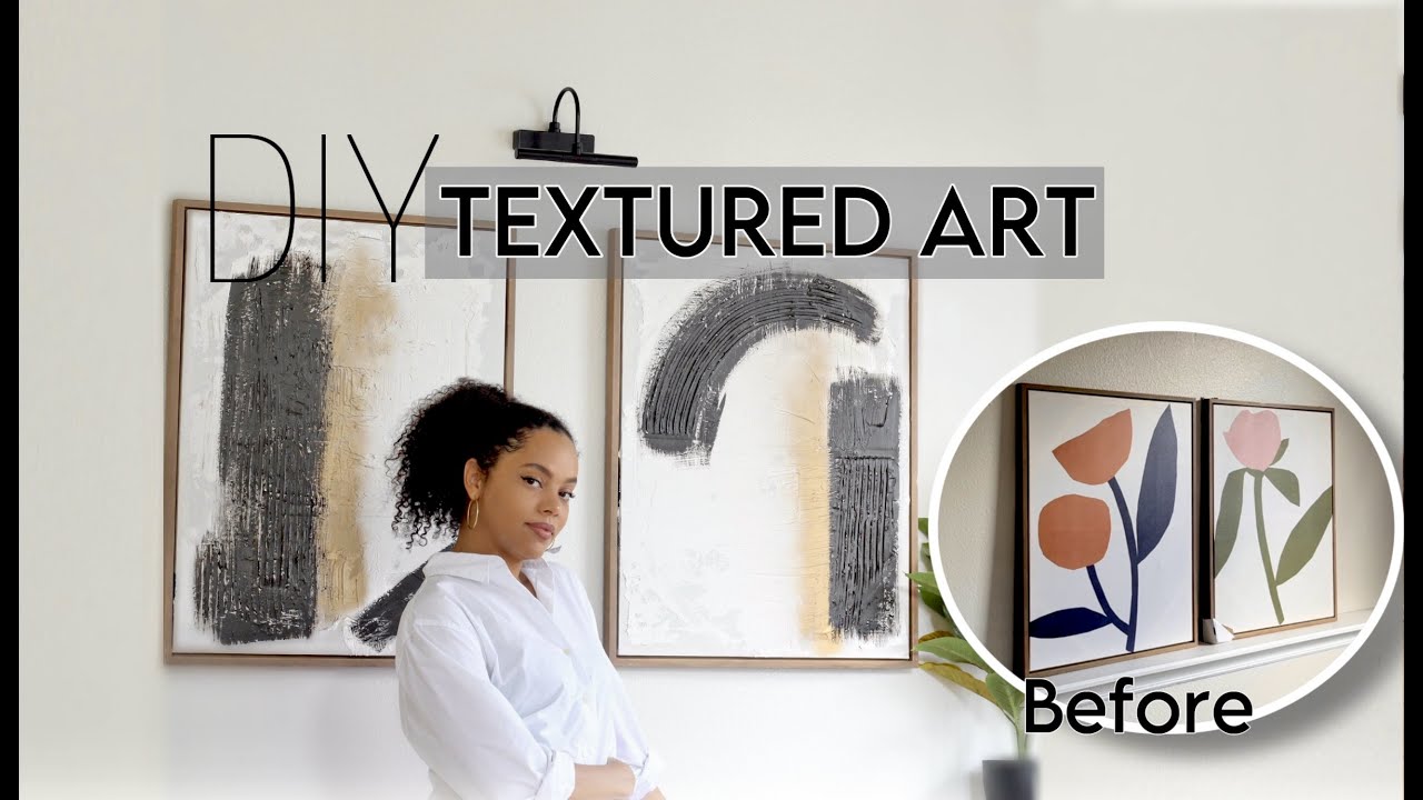 Watch Me Turn This Old Picture Into Textured Art! Diy Textured Canvas Using Spackle