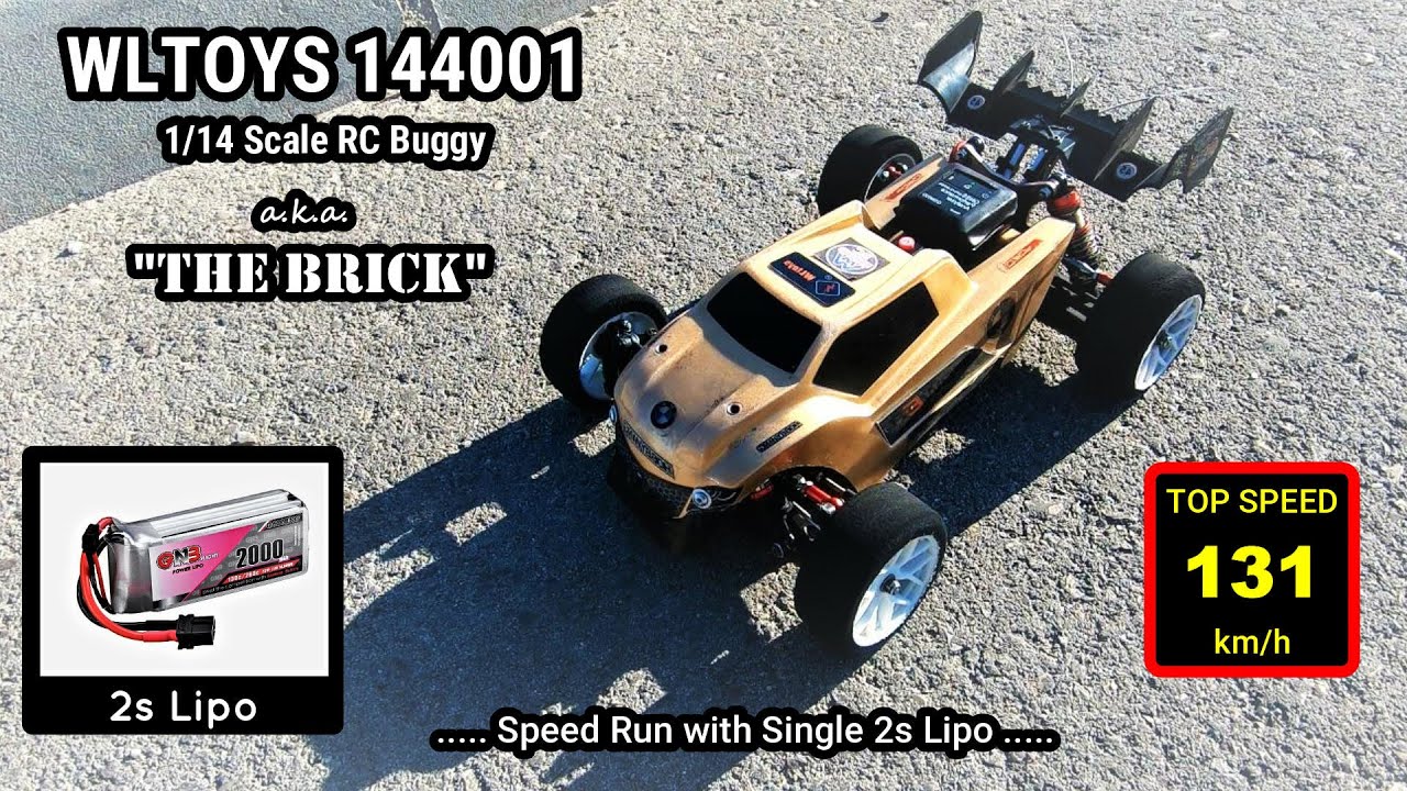 🎦 V#57 Wltoys 144001 Stock Gearing ...The BRICK:  Fastest Speed Run with Single 2s Lipo ! 🚀
