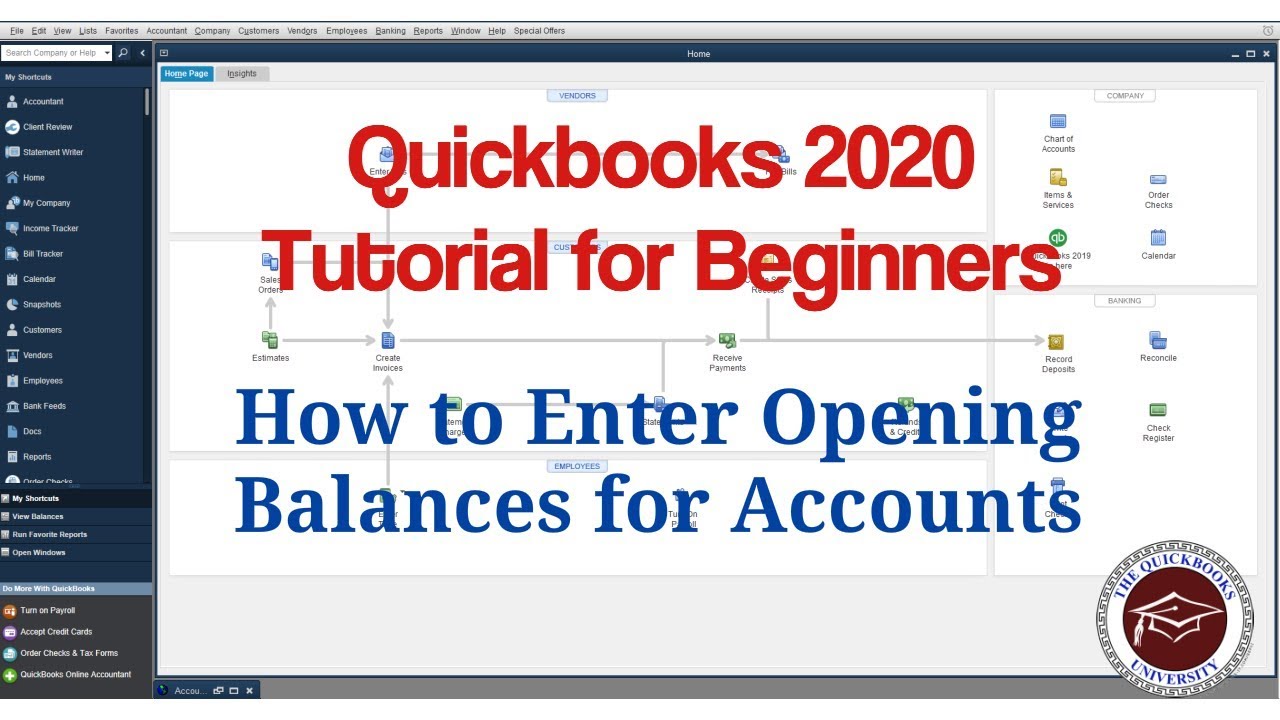 Учебное пособие Quickbooks 2020 для начинающих — как вводить начальные остатки по счетам