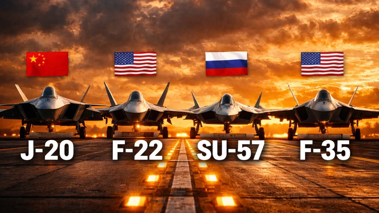 Воздушная битва титанов J-20 против F-22 против Su-57 против F-35
