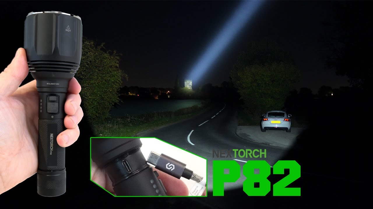 NEXTORCH P82 Flashlight - 1100m range, HOD LED, Type-C charging, one-step strobe, ceramic strike