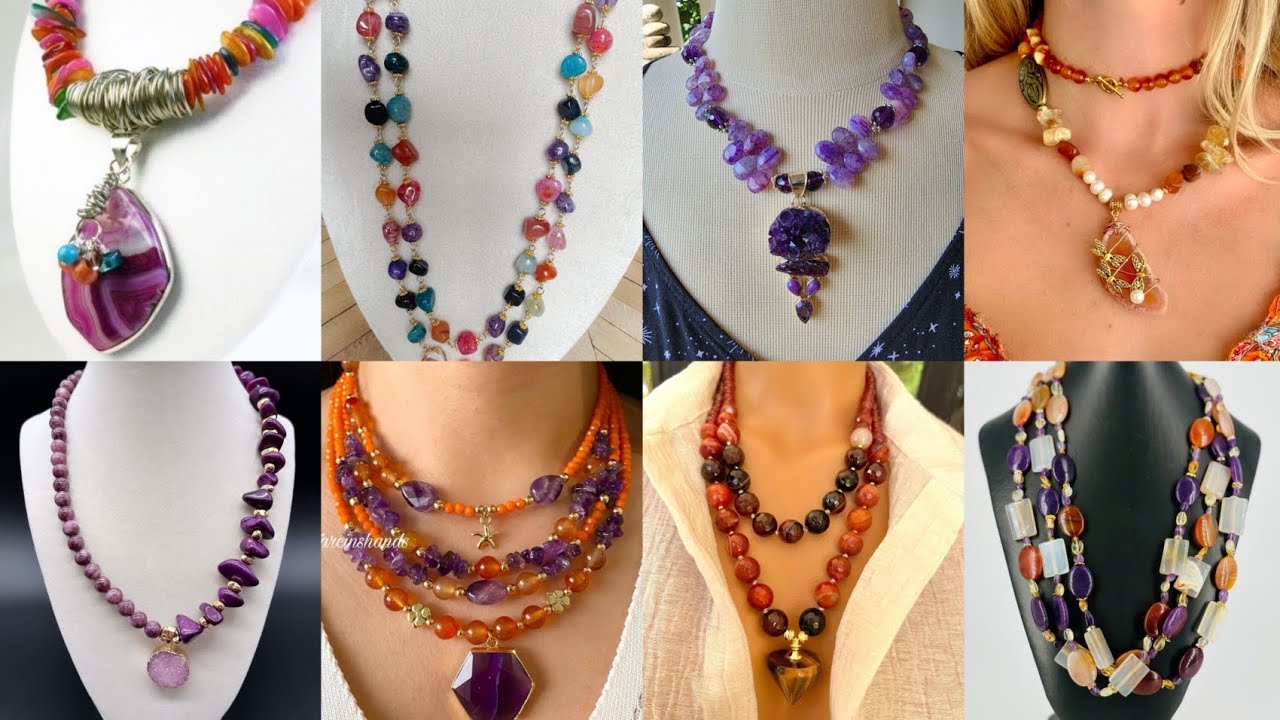 Очарование аметиста и оранжевого агата &mdash; уникальные дизайны ожерелий, в которые вы влюбитесь😍