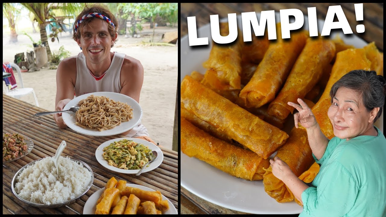 FILIPINA MOM COOKS DELICIOUS LUMPIA - Last Meal Before Leaving Cateel (Davao, Mindanao)