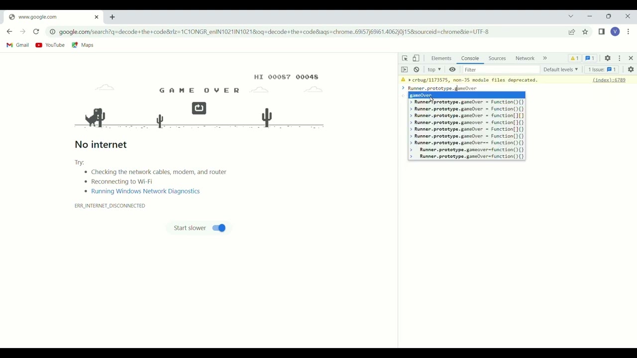 HACKING CHROME DINO GAME | DecodeTheCode #shorts