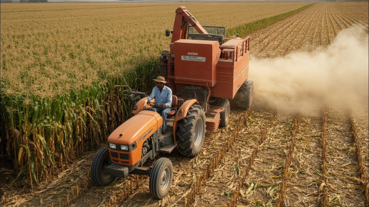 Maka harvesting in tractor 🚜❤️‍🩹|| आज खेत में मका निकाला 