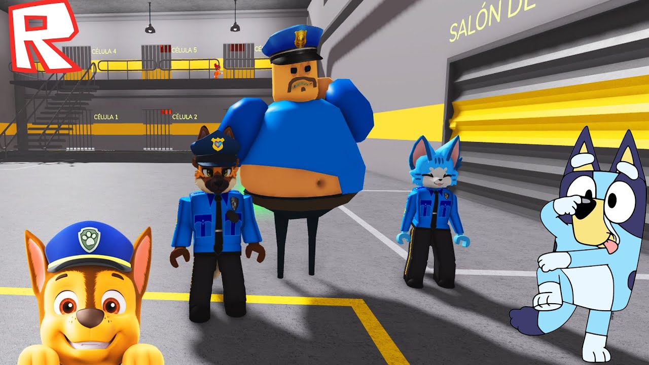 CHASE DE PAW PATROL ESCAPA DE LA PRISION DE BARRY EN ROBLOX CON BLUEY! 😂