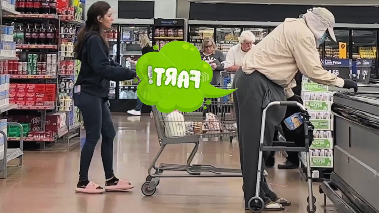 Old Man Farts On the People Of Walmart!! (Loud Wet Fart Prank)
