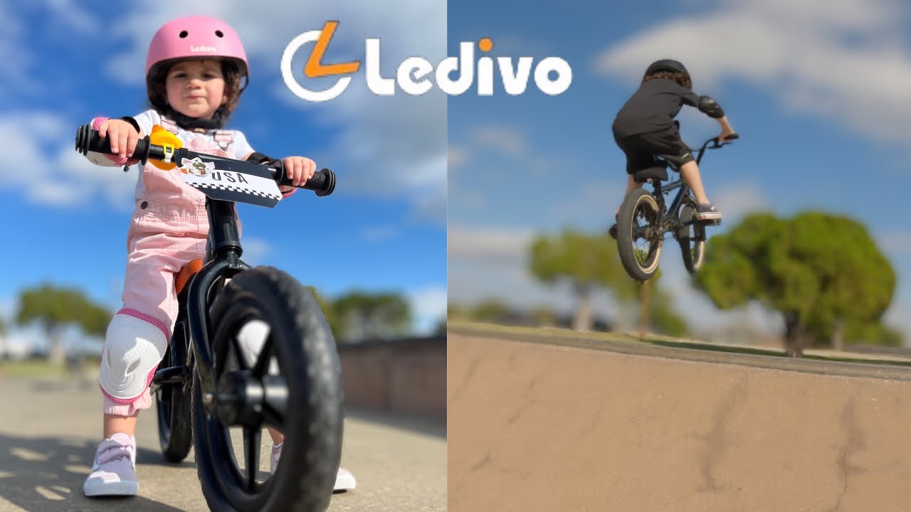 💥LETS RIDE! 2 Year Old test out the Ledivo Balance Bike at the Skate Park with Bmx Max! 😁