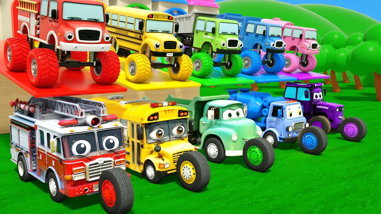 Familia de Dedos - Ruedas gigantes y coches saltarines - Canciones infantiles