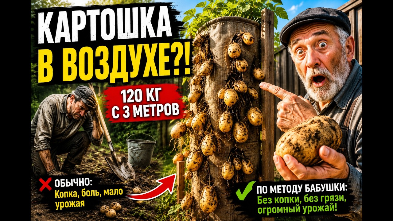 С трёх квадратных метров — 120 кг картофеля без копки, удобрений и боли в спине. Полная инструкция.