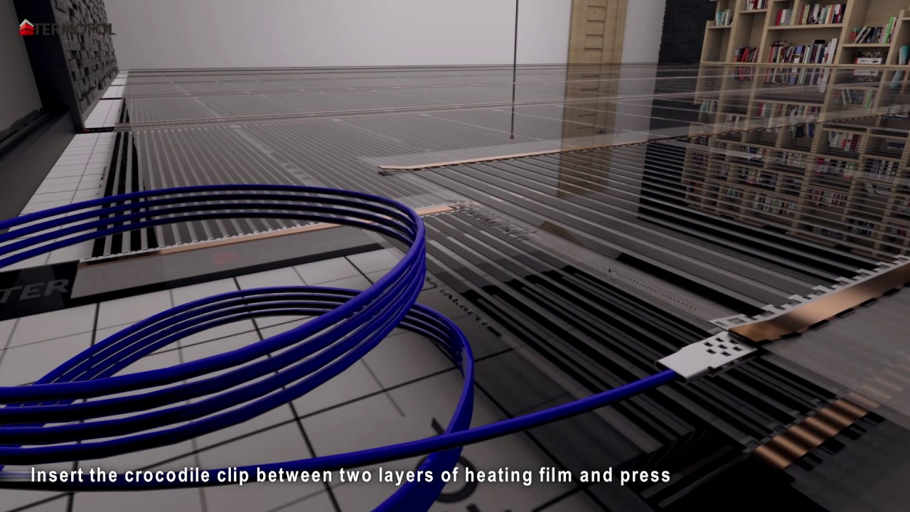 Far Infrared heating film installation for laminate floor Termofol