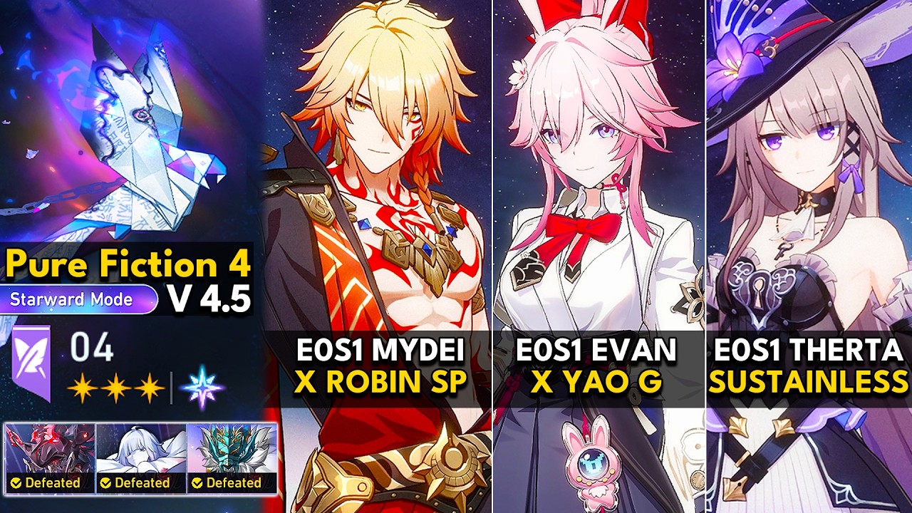 E0S1 Mydei, E0S1 Evanescia, E0S1 The Herta | Pure Fiction 4.5 Starward Mode | HSR 4.5