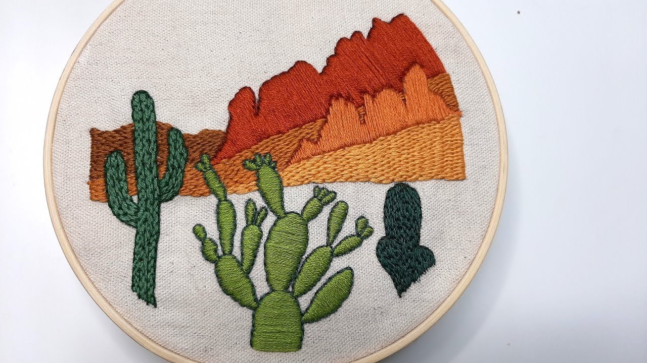 Ручная вышивка для начинающих Кактус L&S Stitch Satin   и Back Stitch Цветочный узор Базовая часть2