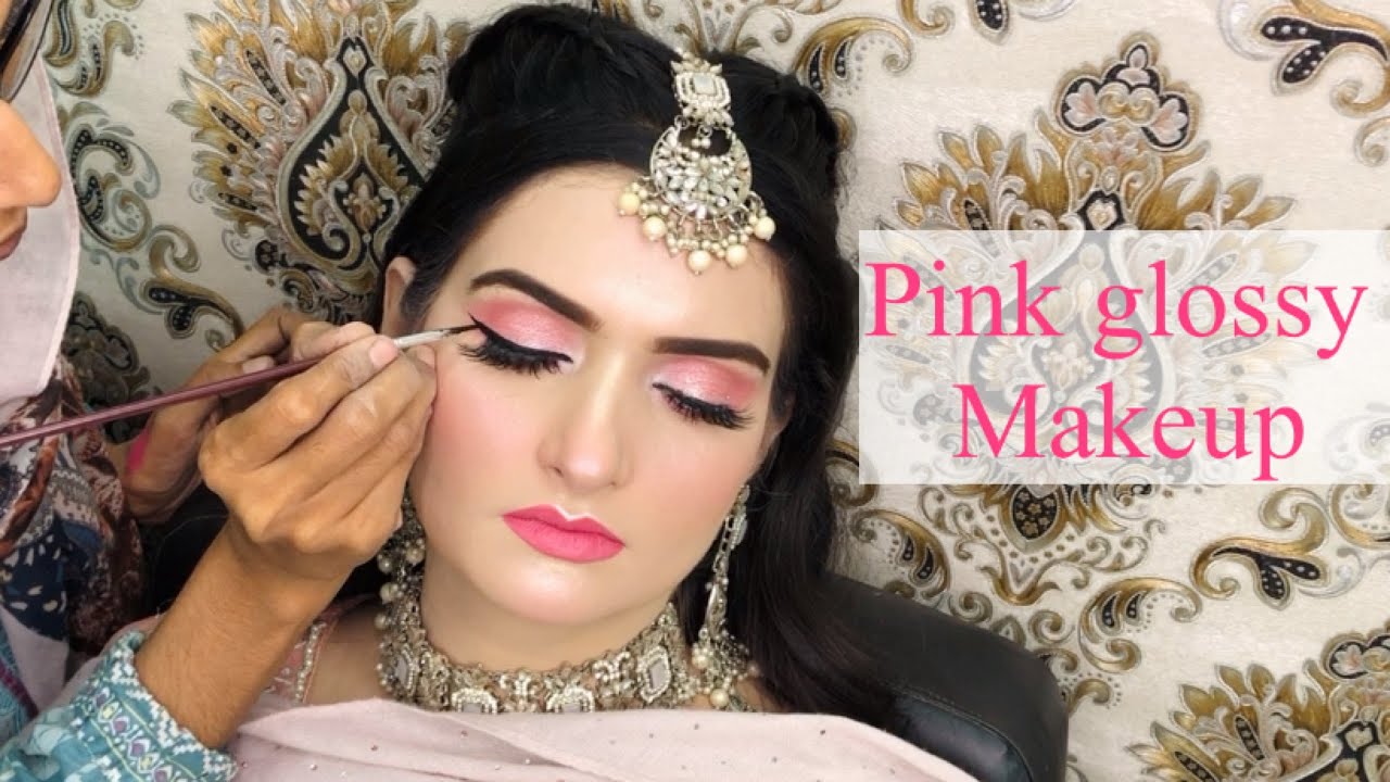 Soft glam pink glossy makeup 💄😍walima bridal makeup step by step by blush with Amna