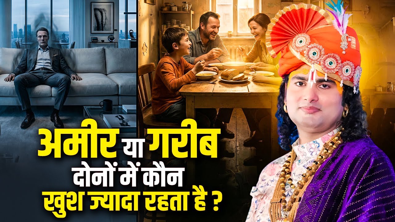 अमीर या गरीब दोनों में कौन खुश ज्यादा रहता है ? अनिरुद्धाचार्य जी महाराज