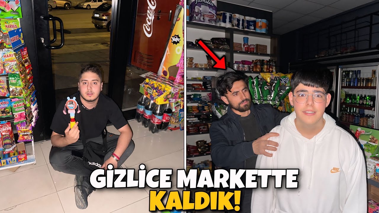 GECE GİZLİCE MARKETTE KALMAK !! YAKALANDIK