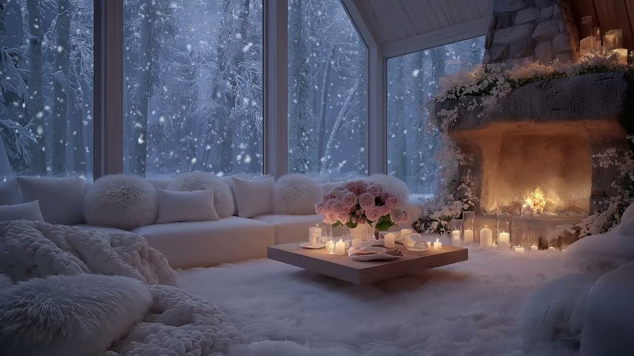 (No Ads) Fireplace Sounds and Winter Wind Ambience for Relaxation and Focus