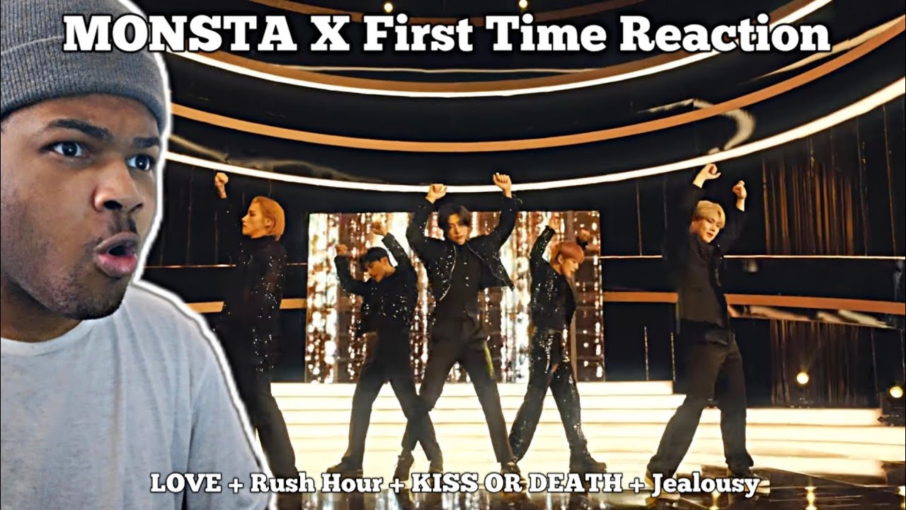 REACTING TO MORE MONSTA X FOR THE FIRST TIME!! LOVE + Rush Hour + KISS OR DEATH + Jealousy